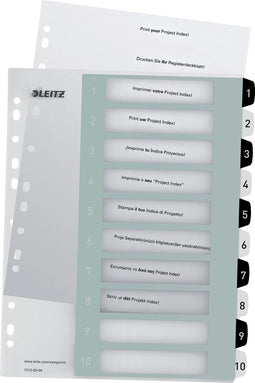 Leitz WOW Tabblad 1-10 tabs herbruikbaar A4 formaat Zwart/Wit