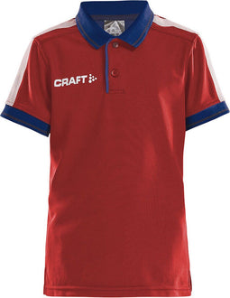 Craft PRO CONTROL POLOSHIRT JR - Maat 134/140 - Korte mouw - Bright Red/Navy