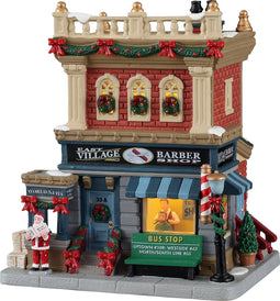 Lemax - 'East Village Barber Shop' - Verlicht gebouw - Exclusief adapter (werkt ook op batterijen)