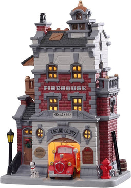 Lemax - 'Engine Company No. 9' - Verlicht gebouw - Exclusief adapter (werkt ook op batterijen)