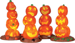 Lemax - Light Up Pumpkin Stack - Set/4 - B/o (4.5v) - Kersthuisjes & Kerstdorpen