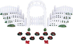 Lemax - Plastic Arbor & Picket Fences W/decorations - Set Of 20 - Kersthuisjes & Kerstdorpen