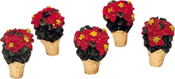 Lemax - Poinsettias - Set Of 5 - Kersthuisjes & Kerstdorpen
