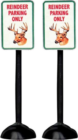 Lemax - "Reindeer Parking Only" Sign, Set Of 2