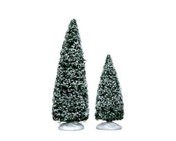 Lemax - Snowy Juniper Tree - Medium & Small - Set Of 2 - Kersthuisjes & Kerstdorpen
