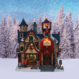 Lemax - 'Toy Making School' - Verlicht gebouw - Exclusief adapter (werkt ook op batterijen)