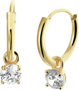 14k Geelgouden Oorringen - Zirkonia Hangers - 11 mm