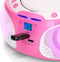 Lenco SCD-650PK - Draagbare radio CD speler met karaokemicrofoon en LED - Roze