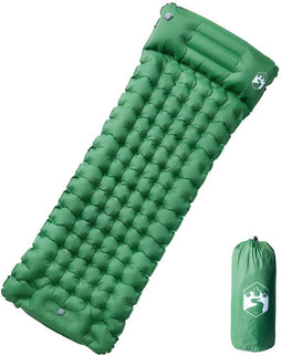 vidaXL - Kampeermatras - met - kussen - zelfopblazend - 1-persoons - groen