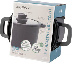 LEO Kookpot antikleef met deksel Stone+ 24x14cm - Grijs - PFAS-vrij