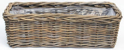 Rotan vensterbankmand van vergrijsd rotan breed