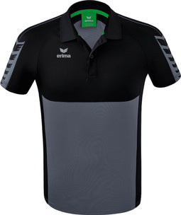 Erima Six Wings Polo Heren - Licht sneldrogend materiaal - Slate Grey / Zwart - Maat: XL