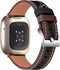 Leren Bandje Geschikt Voor Fitbit Versa 3, Sense - Zwart / Bruin