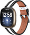 Leren Bandje Geschikt Voor Fitbit Versa 4, Sense 2 - Zwart / Wit