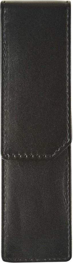 Leren pen etui voor 2 pennen | Zwart