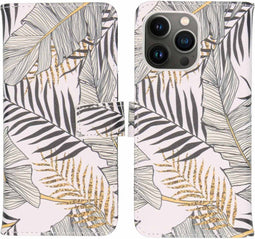 iMoshion Hoesje Geschikt voor iPhone 13 Pro Hoesje Met Pasjeshouder - iMoshion Design Softcase Bookcase - Meerkleurig / Glamour Botanic