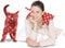 Leschi Warmtekussen Minina Kat - Stippen Rood/wit