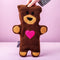 Leschi - Warmtekussen Teddy de Beer met Hart - chocoladekleur