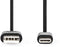 Nedis USB-Kabel - USB 2.0 - USB-A Male - USB-C Male - 15 W - 480 Mbps - 2.00 m - Zwart