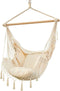 Lesliliving Hangstoel Macramé - 90 cm x 70 cm x 115 cm- Beige