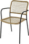 Lesliliving Stapelstoel Kara - 58.8 x 56.5 x 81.5 cm - Zwart Gecoat Staal Frame - Natural PE Wicker