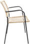 Lesliliving Stapelstoel Kara - 58.8 x 56.5 x 81.5 cm - Zwart Gecoat Staal Frame - Natural PE Wicker