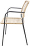 Lesliliving Stapelstoel Kara - 58.8 x 56.5 x 81.5 cm - Zwart Gecoat Staal Frame - Natural PE Wicker