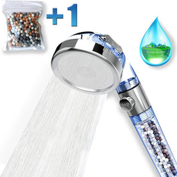 Levanda ionische douchekop waterbesparend met douchefilter met extra navulling – eco douchekop filter met 4 verschillende mineralen -waterbesparende douchekop hoge druk met natuurlijke mineraal filter