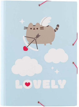 Pusheen - A4 Kartonnen Map - Purrfect Love met Flappen en Elastische Sluiting - Blauw