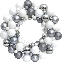 vidaXL - Kerstkrans - 45 - cm - polystyreen - wit - en - grijs