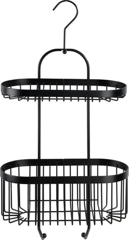 WENKO Doucherek Classic Plus Black - Doucherek 2-laags zonder boren - Mat zwart 26x47cm