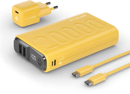 RealPower PB-20000 - Powerbank 20.000 mAh - 20W USB-C PD - Geel