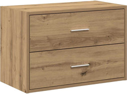 vidaXL - Kast - met - 2 - lades - 60x31x40 - cm - bewerkt - hout - artisanaal - eikenkleur