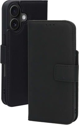 Mobiparts iPhone 16 - Leather Wallet Case - MagSafe Geschikt - Zwart