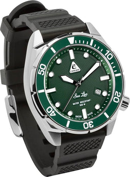 Cressi Sea Lion Paraggi Edition - Automatikuhr - 30 ATM - Saphirglas - Edelstahlgehäuse - Kautschukarmband - Wasserdicht tot 300 m - Silber/Grün 44 mm