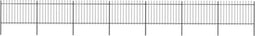 vidaXL - Tuinhek - met - speren - bovenkant - 11,9x1,2 - m - staal - zwart