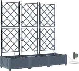 vidaXL - Tuinbakken - met - Waterirrigatiesysteem - 3 - stuks - Lichtgrijs