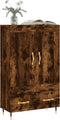 vidaXL - Hoge - kast - 69,5x31x115 - cm - bewerkt - hout - gerookt - eikenkleurig