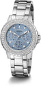 Guess GW0410L1 Crown Jewel - Horloge - Staal - Zilverkleurig met blauwe wijzerplaat