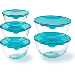 PYREX - Set van 5 kommen met deksel - 1x 0,5L + 2x 1L + 2x 2L (set van 5)