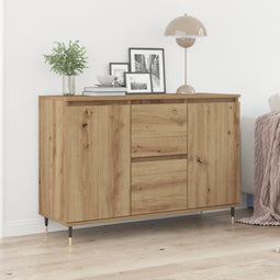 vidaXL - Dressoir - met - Deuren - & - Lades - Artisan - Eiken - 101,5x35x70 - cm