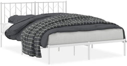 vidaXL - Bedframe - met - hoofdbord - metaal - wit - 150x200 - cm