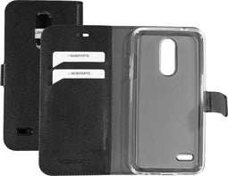 LG K10 (2018) Hoesje - Premium Wallet/Boekhoesje - Eco Leer - Magneet Sluiting - Opberg vakken - Zwart - Mobiparts