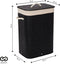 Infinity Goods Bamboe Wasmand - Wassorteerder - Deksel - 72 Liter - Zwart