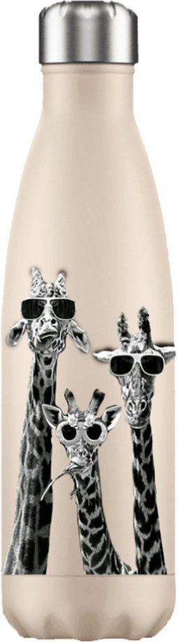 FLASKE Giraffe - 500ml - RVS Drinkfles van 500ML - Geschikt als waterfles, thermosfles en thermoskan