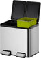 EKO Essential Splitted Recycler - Pedaalemmer 15+15 liter - RVS - Mat RVS