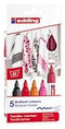 edding 4500 textielstiften - zwart, rood, oranje, roze en karmijnrood - 5 stuks - ronde punt 2-3 mm - textielstiften wasmachinebestendig (60°C) om op textiel te tekenen - textielmarker voor volwassenen en kinderen