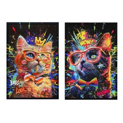 Schilderij Home ESPRIT Zwart Kat Loft 63 x 3 x 93 cm (2 Stuks)