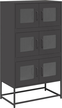 vidaXL - Hoge - kast - 68x39x123 - cm - staal - zwart