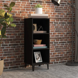 vidaXL - Dressoir - 34,5x32,5x90 - cm - bewerkt - hout - zwart